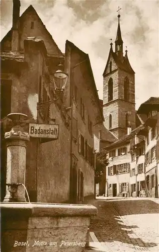 AK / Ansichtskarte  Basel_BS Motiv am Petersberg Badanstalt Kirchturm Basel_BS