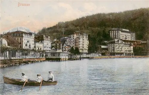 AK / Ansichtskarte  Brunnen_SZ Ansicht vom Vierwaldstaettersee aus Brunnen_SZ