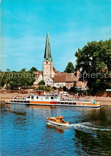 AK / Ansichtskarte  Holzminden_Weser Kirche Ausflugsdampfer Holzminden Weser