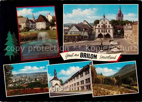 AK / Ansichtskarte  Brilon Brunnen Markt Rathaus Panorama Brilon