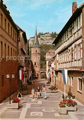 AK / Ansichtskarte  Karlstadt_Main Maintor mit Blick auf die Ruine Karlsburg Karlstadt_Main