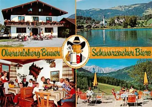 AK / Ansichtskarte 73863970 Goldegg_Pongau_AT Pension Oberurlsberg Bauer Jausenstation Seepartie Gaststube Terrasse 