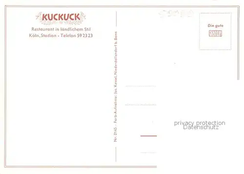 AK / Ansichtskarte 73864004 Koeln__Rhein Kuckuck Restaurant im laendlichen Stil 