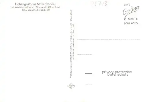 AK / Ansichtskarte 73864008 Waldmichelbach_Wald-Michelbach Hoehengasthaus Stallenkandel Gasttube 