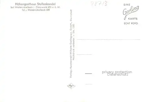 AK / Ansichtskarte  Waldmichelbach_Wald-Michelbach Hoehengasthaus Stallenkandel Gasttube 