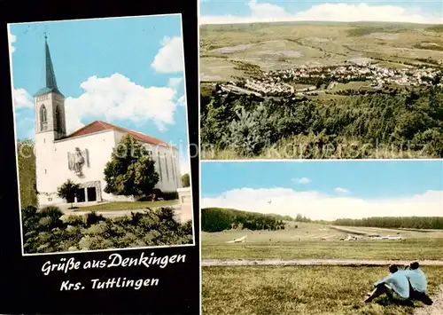 AK / Ansichtskarte  Denkingen_Wuerttemberg Kirche Panorama Segelflugplatz Denkingen Wuerttemberg