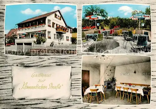 AK / Ansichtskarte 73864032 Klingen_Bieberehren Gasthaus zur Romantischen Strasse Terrasse Gaststube Klingen Bieberehren