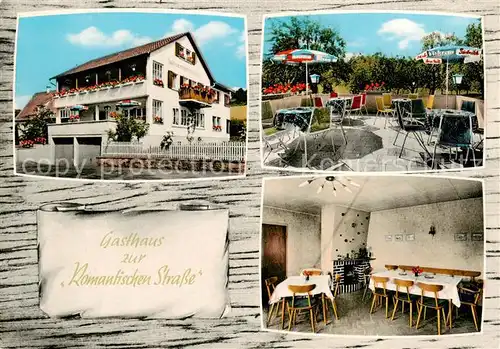 AK / Ansichtskarte  Klingen_Bieberehren Gasthaus zur Romantischen Strasse Terrasse Gaststube Klingen Bieberehren