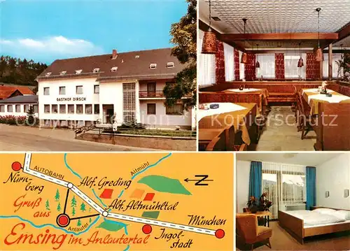 AK / Ansichtskarte  Emsing_Titting_Oberbayern Gasthof Pension Dirsch Gaststube Zimmer Emsing_Titting_Oberbayern