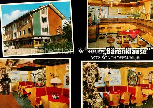 AK / Ansichtskarte  Sonthofen__Oberallgaeu Grillrestaurant Baerenklause Gastraeume Bar 