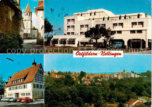 AK / Ansichtskarte  Nellingen_Ruit_Fildern Kirche Hoel Gasthaus Panorama