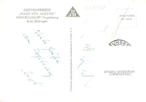 AK / Ansichtskarte  Hoherodskopf_Schotten Jugendherberge Haus der Jugend 