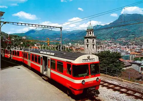 AK / Ansichtskarte  Lugano_Lago_di_Lugano_TI Neuer Gelenkzug der Lugano Ponte Tresa Bahn 