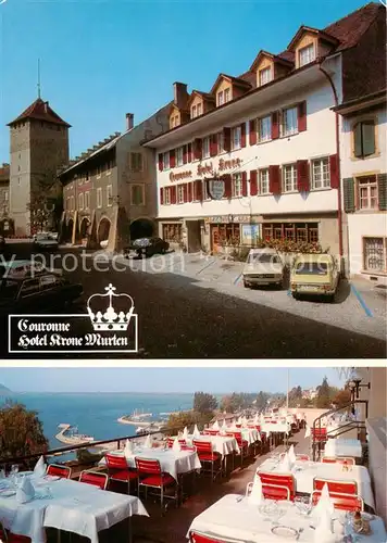 AK / Ansichtskarte  Murten_Morat_FR Couronne Hotel Krone Terrasse 