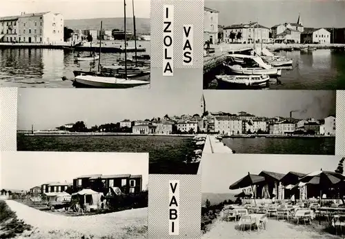 AK / Ansichtskarte 73864235 Izola_Slovenia Teilansichten Hafen Restaurant Terrasse 