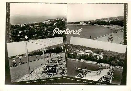 AK / Ansichtskarte  Portoroz_Portorose_Piran_Istrien_Slovenia Panorama Badesteg Restaurant Terrasse 