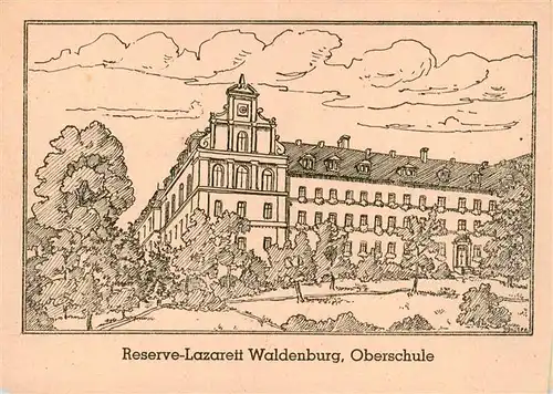 AK / Ansichtskarte 73864295 Waldenburg_Sachsen Reserve-Lazaret Oberschule Kuenstlerkarte Waldenburg Sachsen