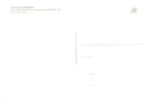 AK / Ansichtskarte 73864368 Steinwiesen Pension Boehnke Gastraum Fremdenzimmer Blick auf den Ort Steinwiesen