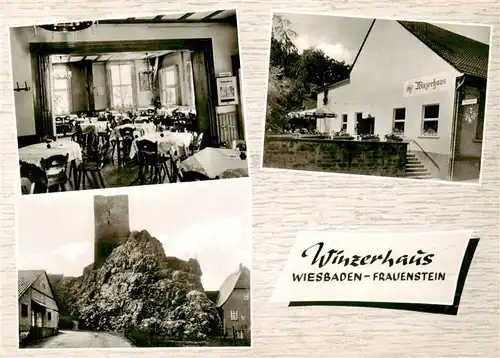 AK / Ansichtskarte  Frauenstein__Wiesbaden Winzerhaus Gastraum Burgruine 