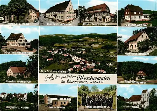 AK / Ansichtskarte  Ottoschwanden Gasthoefe und Pensionen Rathaus Kirche Schule Trachtengruppe Panorama Ottoschwanden