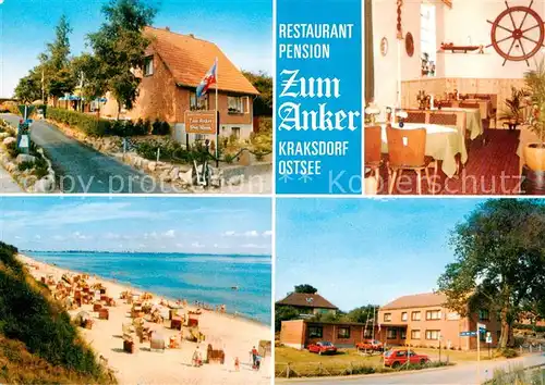 AK / Ansichtskarte 73864486 Kraksdorf_Ostsee_Neukirchen Restaurant Zum Anker Gaststube Strand 
