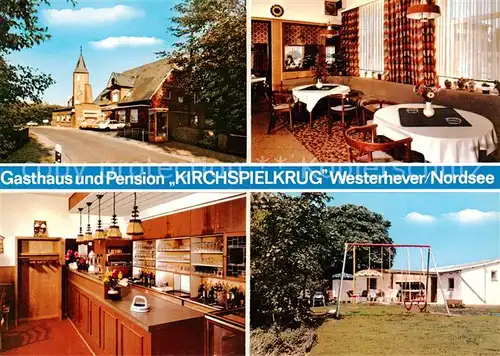 AK / Ansichtskarte 73864488 Westerhever Gasthaus Pension Kirchspielkrug Gaststube Theke Spielplatz Westerhever