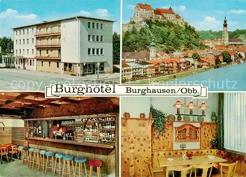 AK / Ansichtskarte 73864502 Burghausen__Salzach_Oberbayern Burghotel Gaststube Bar Panorama 