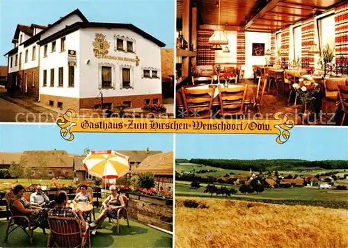 AK / Ansichtskarte 73864515 Wenschdorf Gasthaus Zum Hirschen Gaststube Terrasse Panorama Wenschdorf