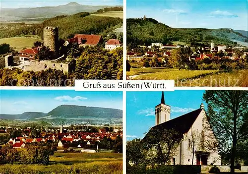AK / Ansichtskarte 73864528 Suessen_Brenz_Goeppingen Panorama mit Burg Kirche 