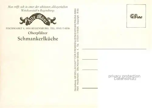 AK / Ansichtskarte  Regensburg Gasthaus Alte Muenz Gastraum Regensburg
