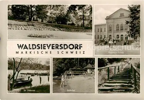 AK / Ansichtskarte  Waldsieversdorf Park Gr Duebersee Volksbad Hochschule fuer Nat Politik Hasensprung Waldsieversdorf