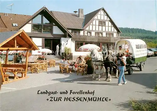 AK / Ansichtskarte 73864655 Grossenlueder Landgasthaus und Forellenhof Zur Hessenmuehle Pferdewagen Grossenlueder