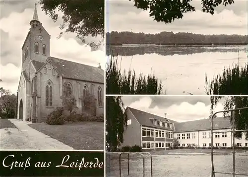 AK / Ansichtskarte  Leiferde__Gifhorn Kirche Schule Partie am Wasser 