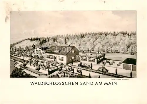 AK / Ansichtskarte  Sand_Main Waldschloesschen mit Terrassenrestauration und Café Illustration Sand_Main