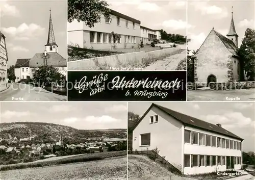 AK / Ansichtskarte  Unterleinach_Leinach_Bayern Motiv mit Blick zur Kirche Haus Bergfrieden Kapelle Kindergarten Panorama 