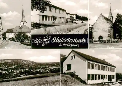 AK / Ansichtskarte 73864746 Unterleinach_Leinach_Bayern Motiv mit Blick zur Kirche Haus Bergfrieden Kapelle Kindergarten Panorama 