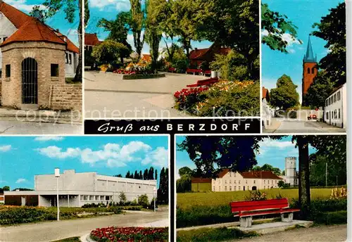 AK / Ansichtskarte 73864764 Berzdorf_Wesseling Teilansichten Kirche Schule Park Ruhebank 