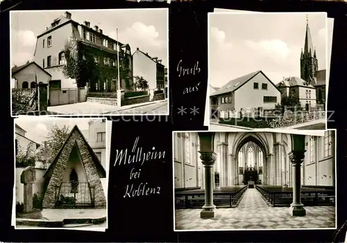 AK / Ansichtskarte  Muelheim-Kaerlich_Koblenz Teilansichten Inneres der Kirche Heiligenfigur 