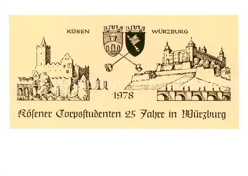 AK / Ansichtskarte 73864802 Wuerzburg_Bayern 25 Jahre Koesener Corpsstudenten Corpsstudentische Erinnerungsstaetten 2. Bildkartenserie des VAC Studentika Kuenstlerkarte 