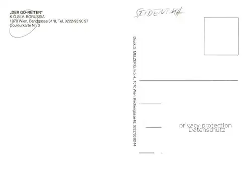 AK / Ansichtskarte  Wien_AT Der GO-Reiter K.oe.St.V. Borussia Wappen Studentika Couleurkarte Nr. 3 Kuenstlerkarte 