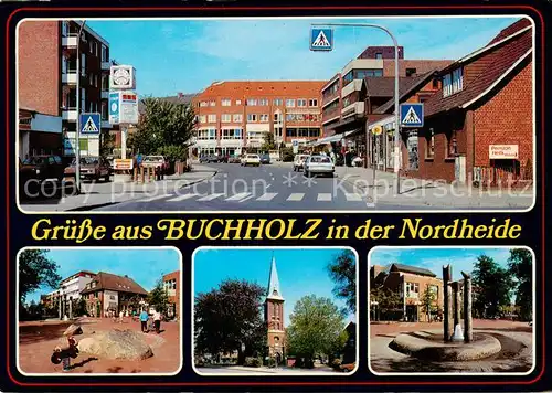 AK / Ansichtskarte  Buchholz_Nordheide Stadtzentrum Hauptstrasse Platz Kirche Brunnen Buchholz Nordheide