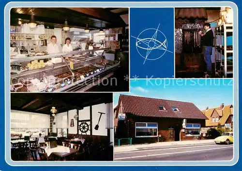 AK / Ansichtskarte 73864921 Norddeich__Norden_Nordseebad Aal und Fischraeucherei Verkaufstheke Gaststube 