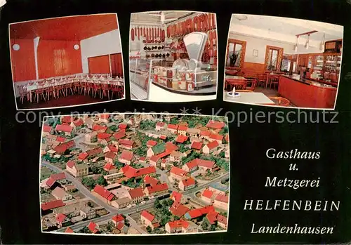 AK / Ansichtskarte  Landenhausen Gasthaus Helfenbein Gastraeume Metzgerei Verkaufstheke Landenhausen