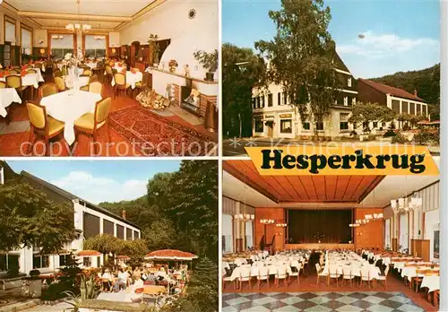 AK / Ansichtskarte 73865000 Heidhausen_Essen Cafe Restaurant Hesperkrug Terrasse Gastraum Festsaal Heidhausen Essen