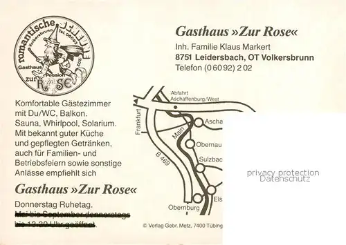 AK / Ansichtskarte 73865043 Leidersbach Gasthaus Zur Rose Leidersbach