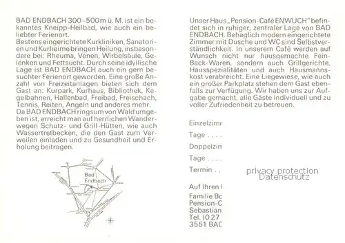 AK / Ansichtskarte  Bad_Endbach Pension Café Enwuch Gastraum Terrasse Bad_Endbach