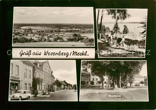 AK / Ansichtskarte  Wesenberg_Mecklenburg Panorama Wittelstrasse Marktplatz an der Jugendherberge See Wesenberg_Mecklenburg