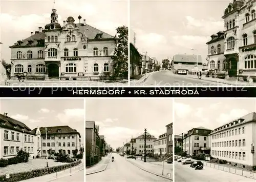 AK / Ansichtskarte 73865138 Hermsdorf_Sachsen_Altenburg Rathaus HOG Ratskeller Gaststaette Friedrich-Engels-Strasse Friedensschule VEB Keramische Werke Hermsdorf_Sachsen