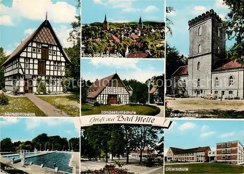 AK / Ansichtskarte  Bad_Melle_Osnabrueck Heimatmuseum Ortsansicht Landesturnshule Diedrichsburg Schwimmbad Kurpark Oberschule Bad_Melle_Osnabrueck