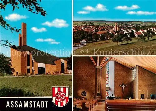 AK / Ansichtskarte  Assamstadt Gesamtansicht Kirche Innenansicht Assamstadt